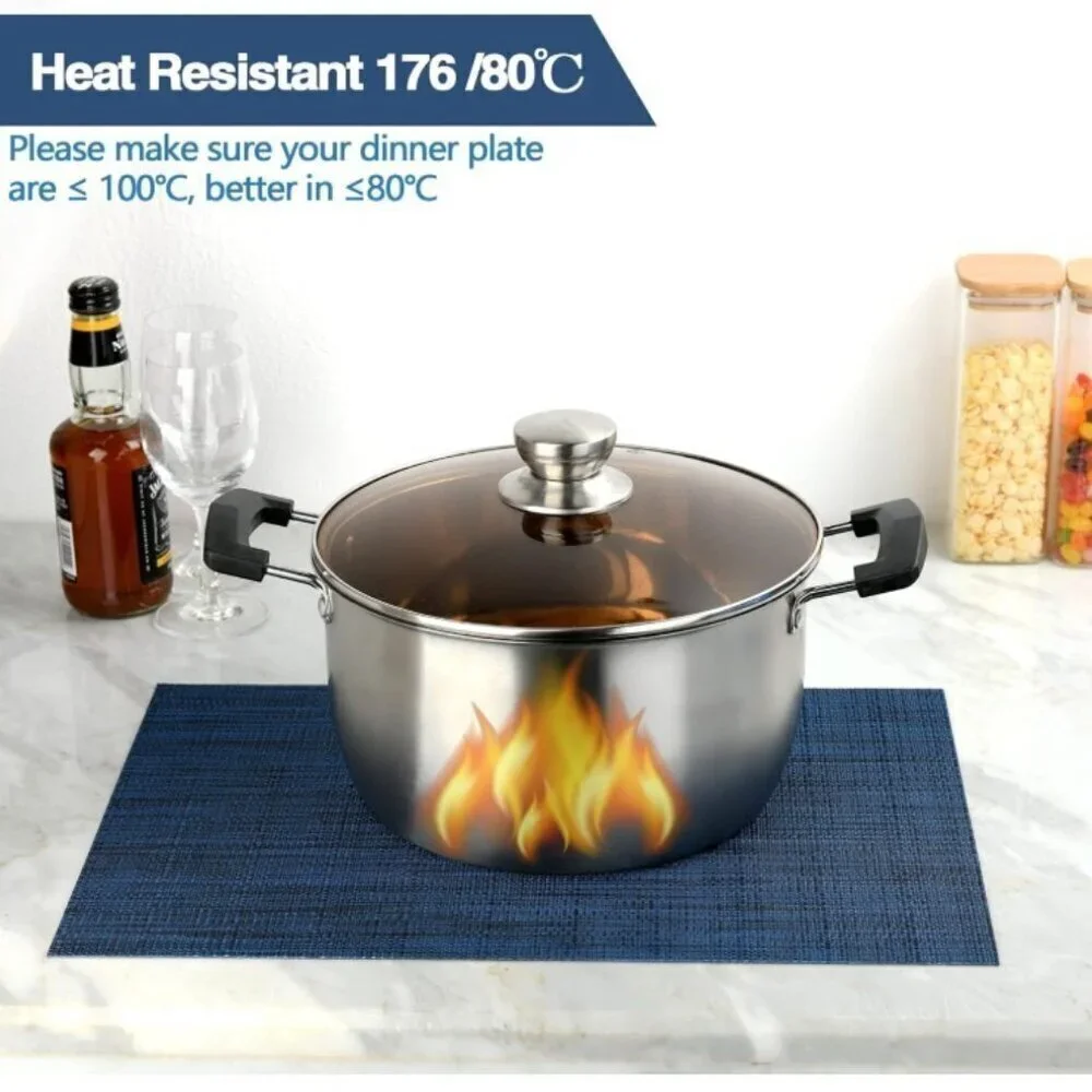 NAVY PLACEMATS WASHABLE VINYL HEAT RESISTANT TABLE MATS 17X12 INCH SET OF 8